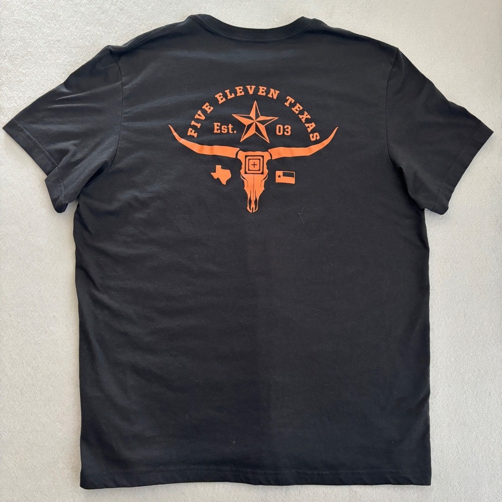 5.11 Tactical Mens Texas Longhorn Graphic T-Shirt Black Orange Size 2XL